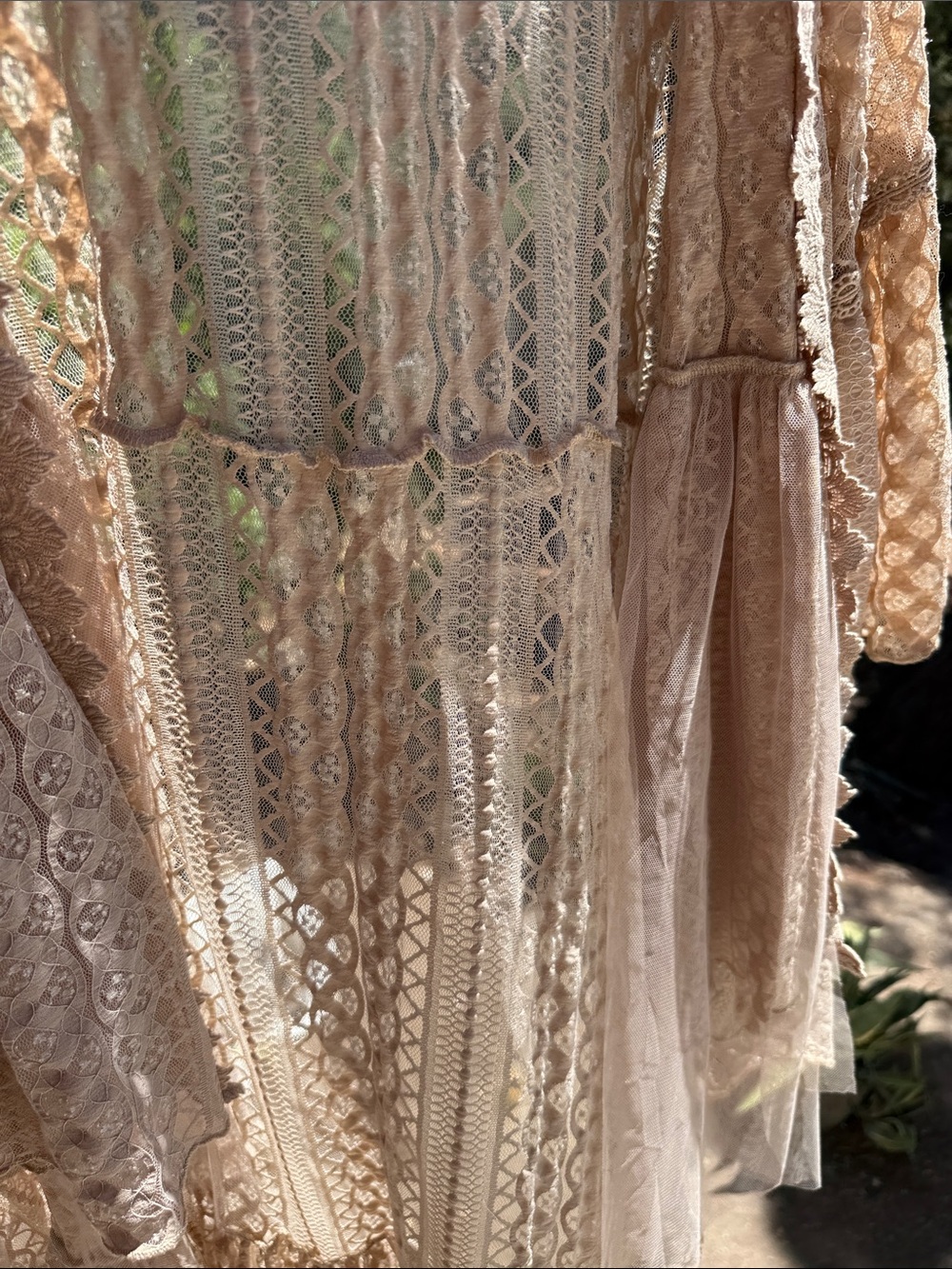NWT Origami kimono Lace cardigan beige nude waterfall Front- layered‎ tiers XXL - Picture 13 of 16